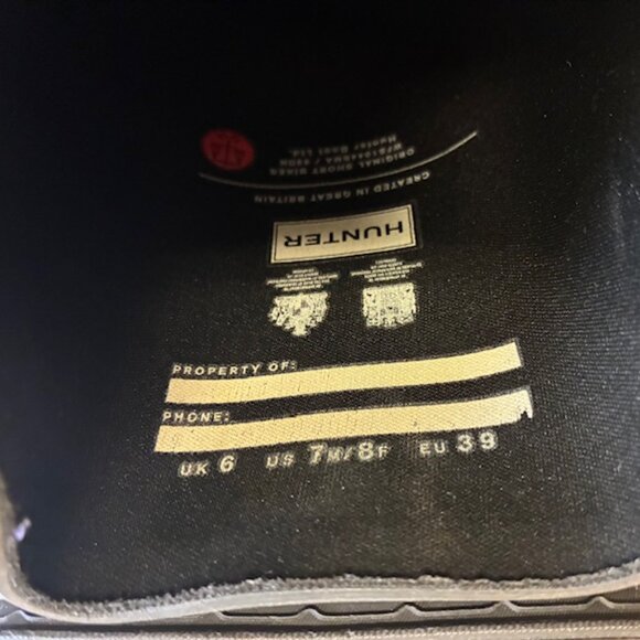 Hunter Women's Rain Boots Size 8 Men's 7 Black Matte Zipper Buckle - Picture 2 of 5